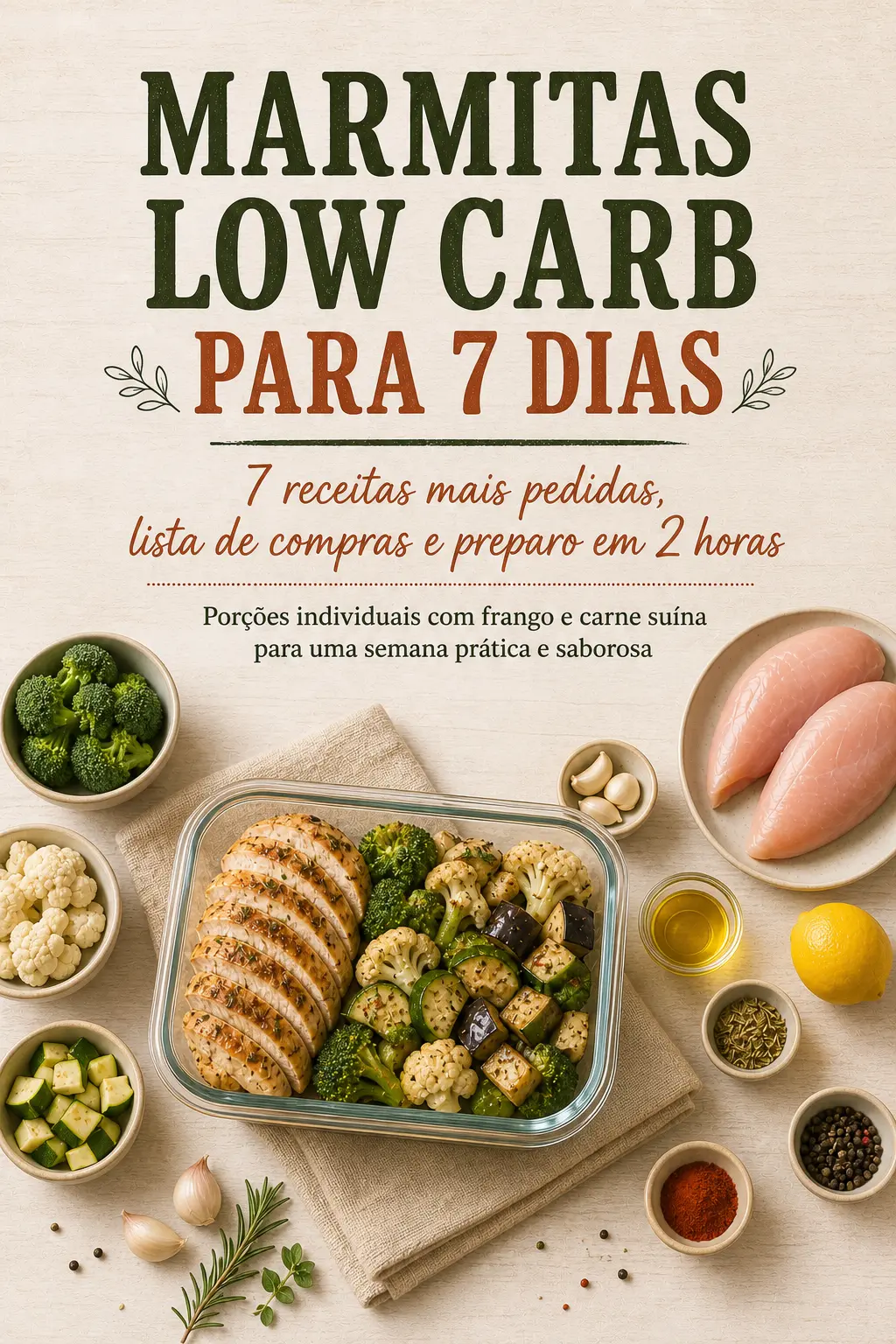 Capa do e-book Marmitas Low Carb para 7 Dias