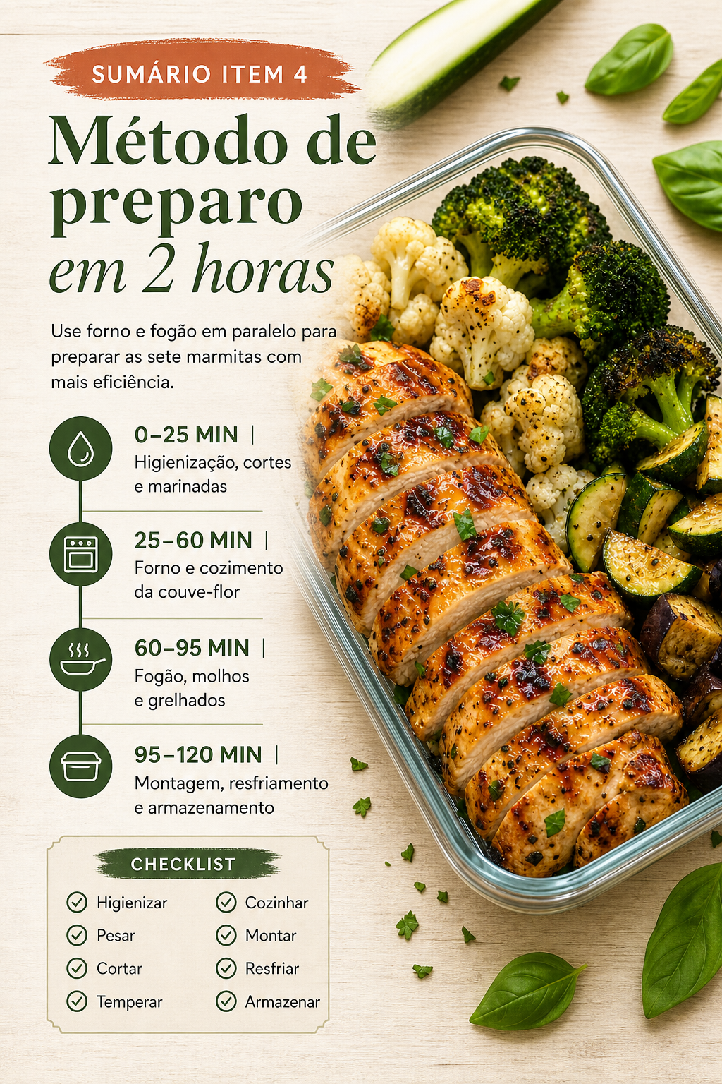 Método de preparo em 2 horas com checklist